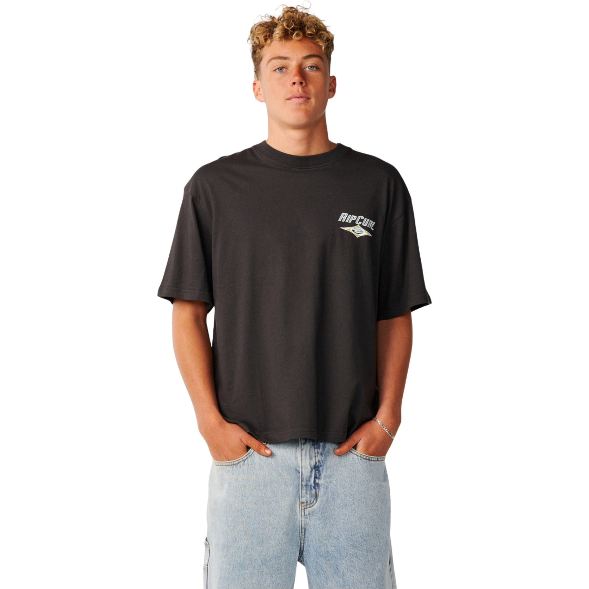 2026 Rip Curl Mens Heritage Icon T-Shirt 12FMTE - Washed Black